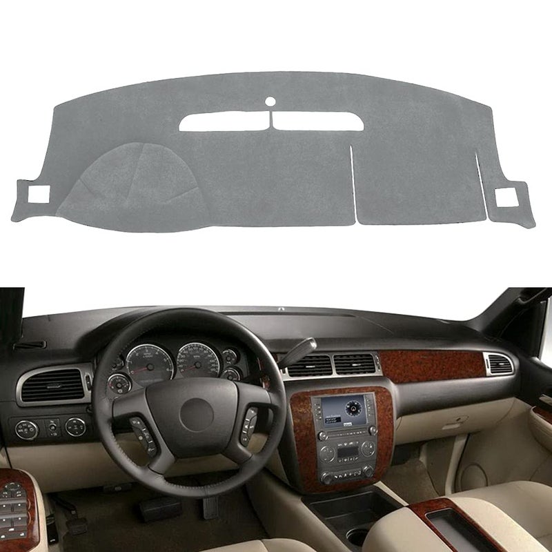 Yiz Dash Cover Mat Fit for 2007-2014 GMC Yukon,2007-2013 Chevy Chevrolet Silverado 1500 LTZ/Avalanche/Suburban,07-14 Tahoe, Dashboard Cover Carpet Pad w/o Dash Speaker (Dark Gray) - Image 1